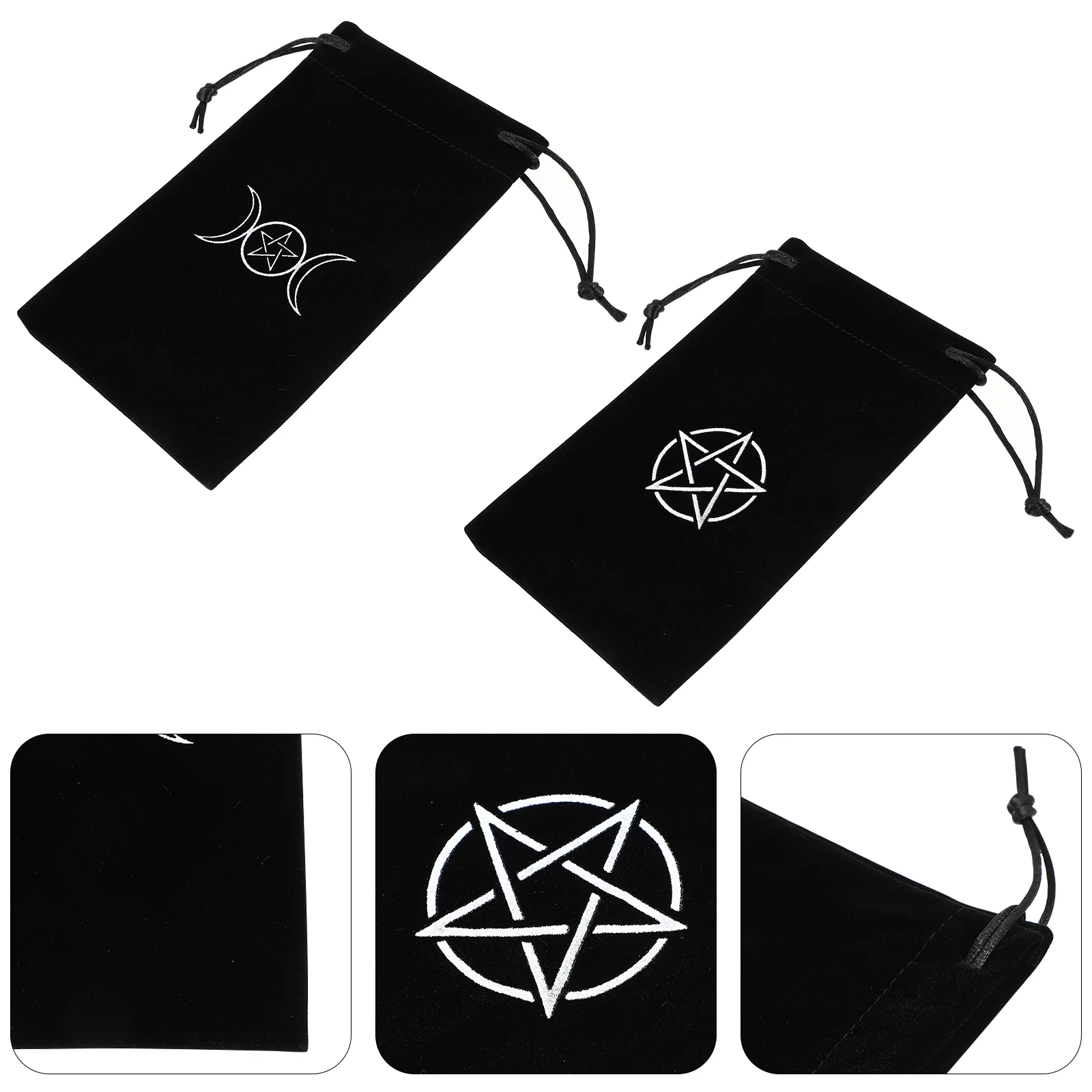 

Tarotdrawstring Storagejewelry Pouch Fabric Organizer Game Altarholder Small Pentagram Moon Table Pentacle Grid Board Crystal