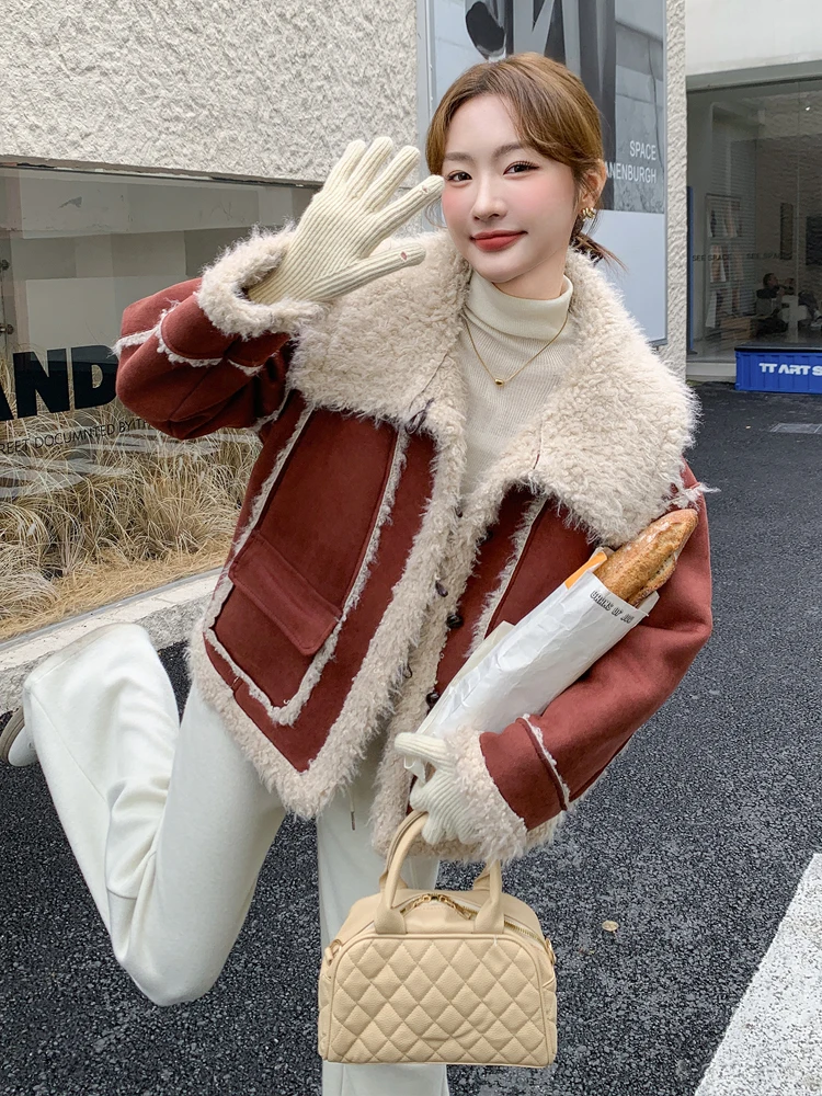 Ankela Red Small Man Верхняя одежда из овечьей шерсти зима 2024 новинка High Sense супер красивая