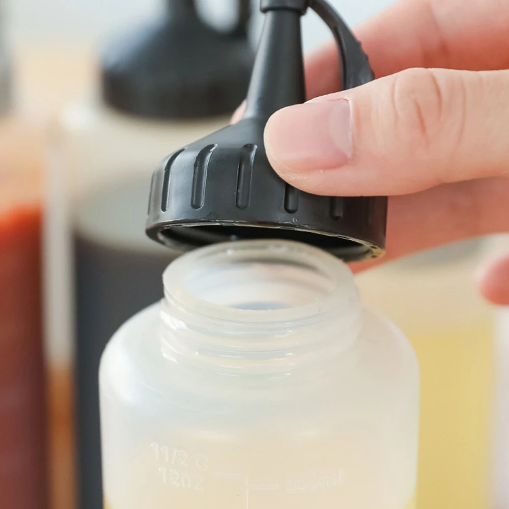 

Plastic Squeeze Oil Bottle Unique Cork Design Fillable Soy Sauce Bottle With Graduated Salad Sauce Bottle Kitchen Supplies