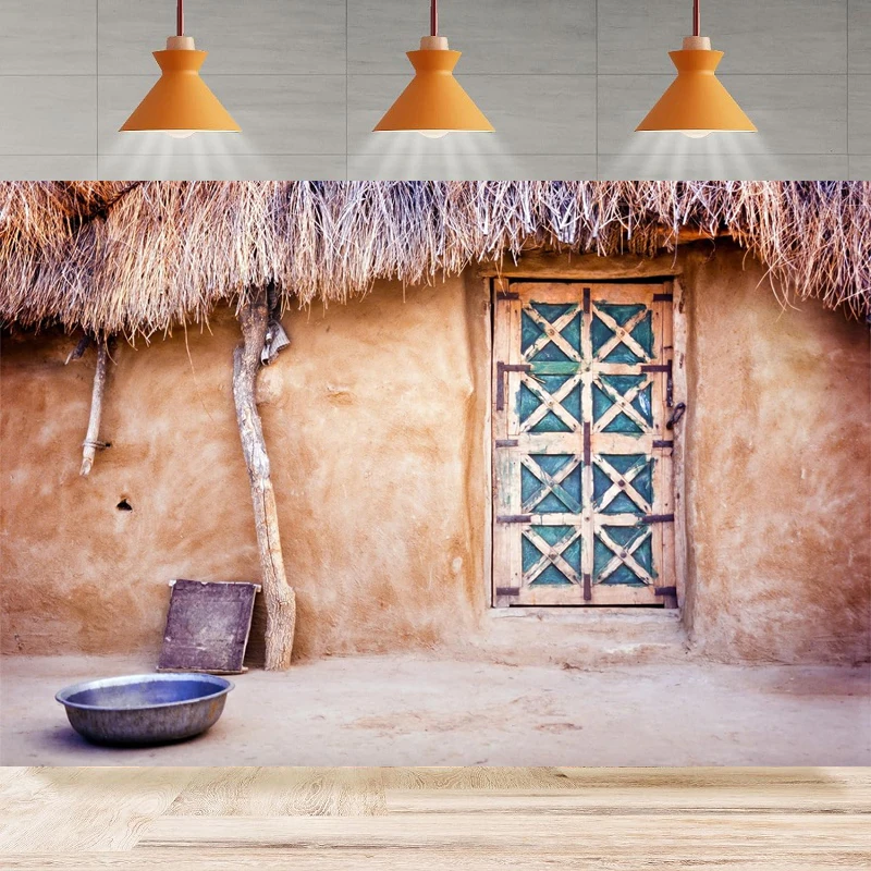 Фотофон с изображением индийской деревни хижины большой Тар пустыня Соломенный