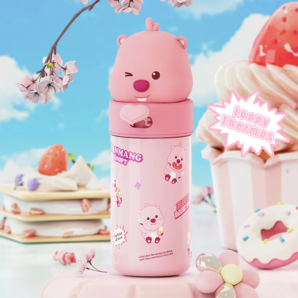 350 Мл Термос Kawaii Loopy Из Нержавеющей Стали С Героями Мультфильмов Boba Детская