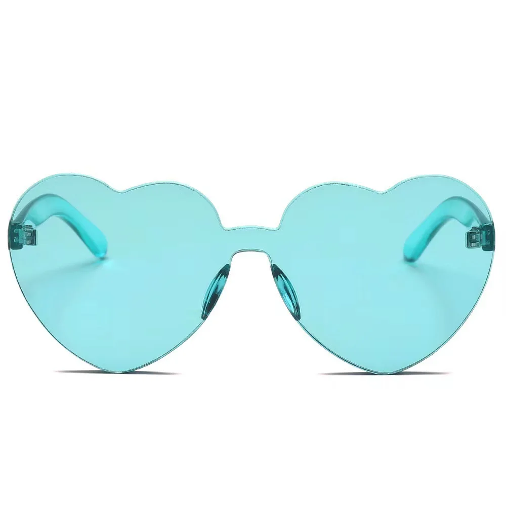 Peach Heart Sunglasses Love Jelly Color Frameless Heart-shaped One-piece Glasses Dazzling | Аксессуары для одежды