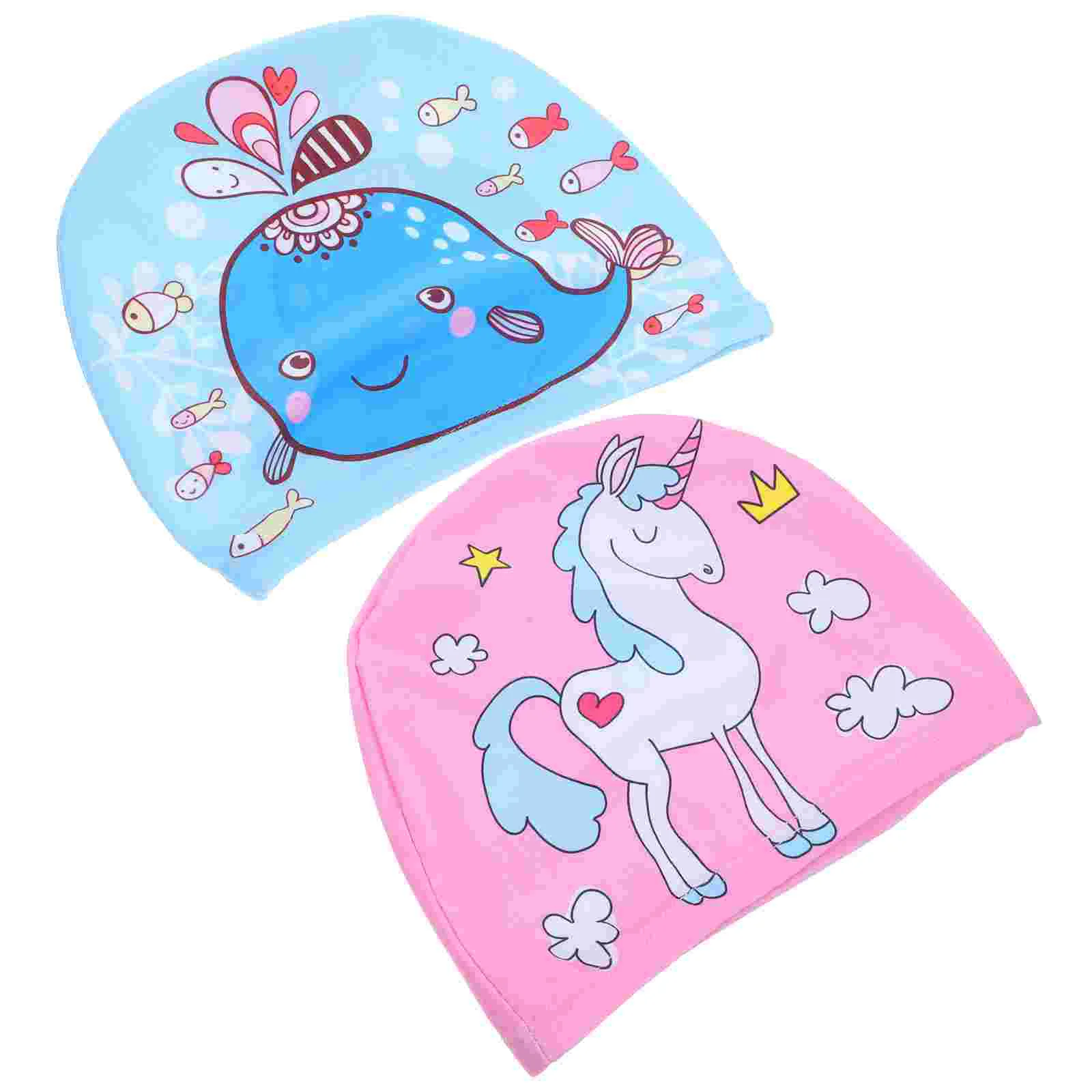 

2pcs Cartoon Swimming Caps Cute Cartoon Swimming Caps Unisex Swimming Caps
