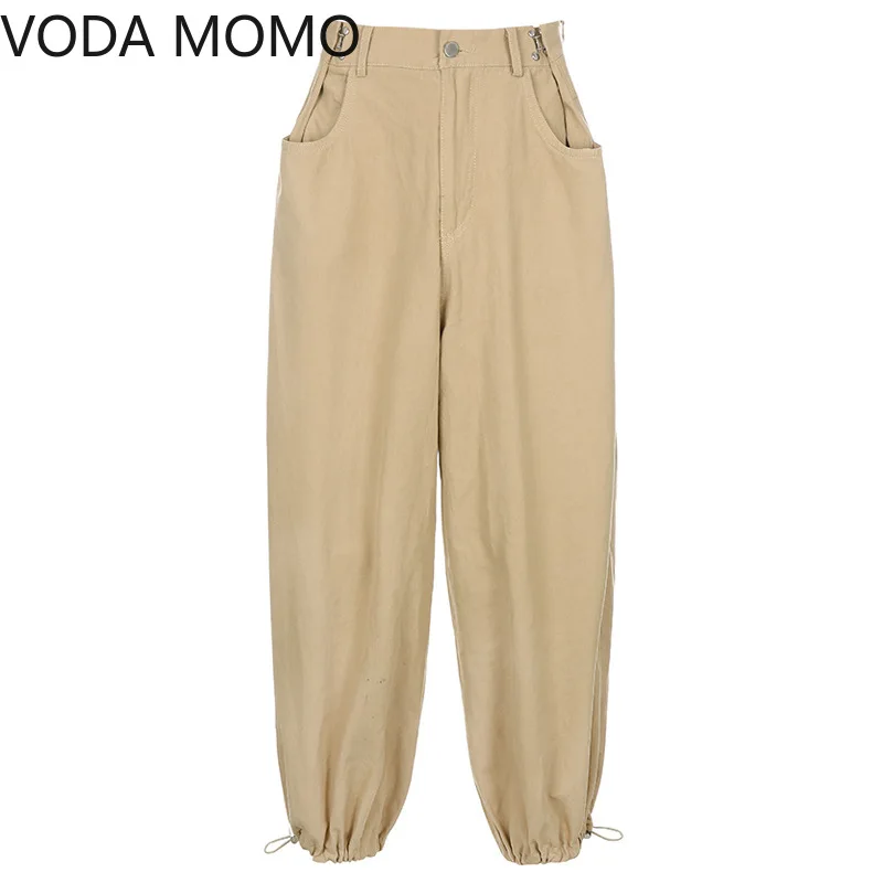 Брюки-карго цвета хаки Модные свободные штаны в стиле хип-хоп с регулируемой