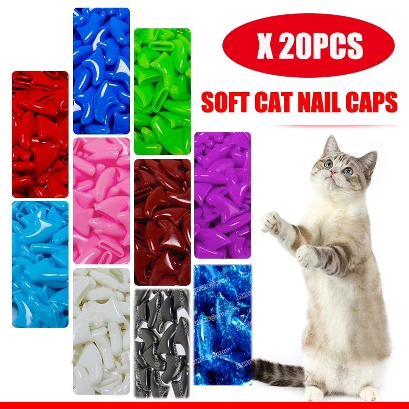 

Мягкие модные кошачьи колпачки для коготков, размеры XS, S, M, L, 20 шт. в наборе