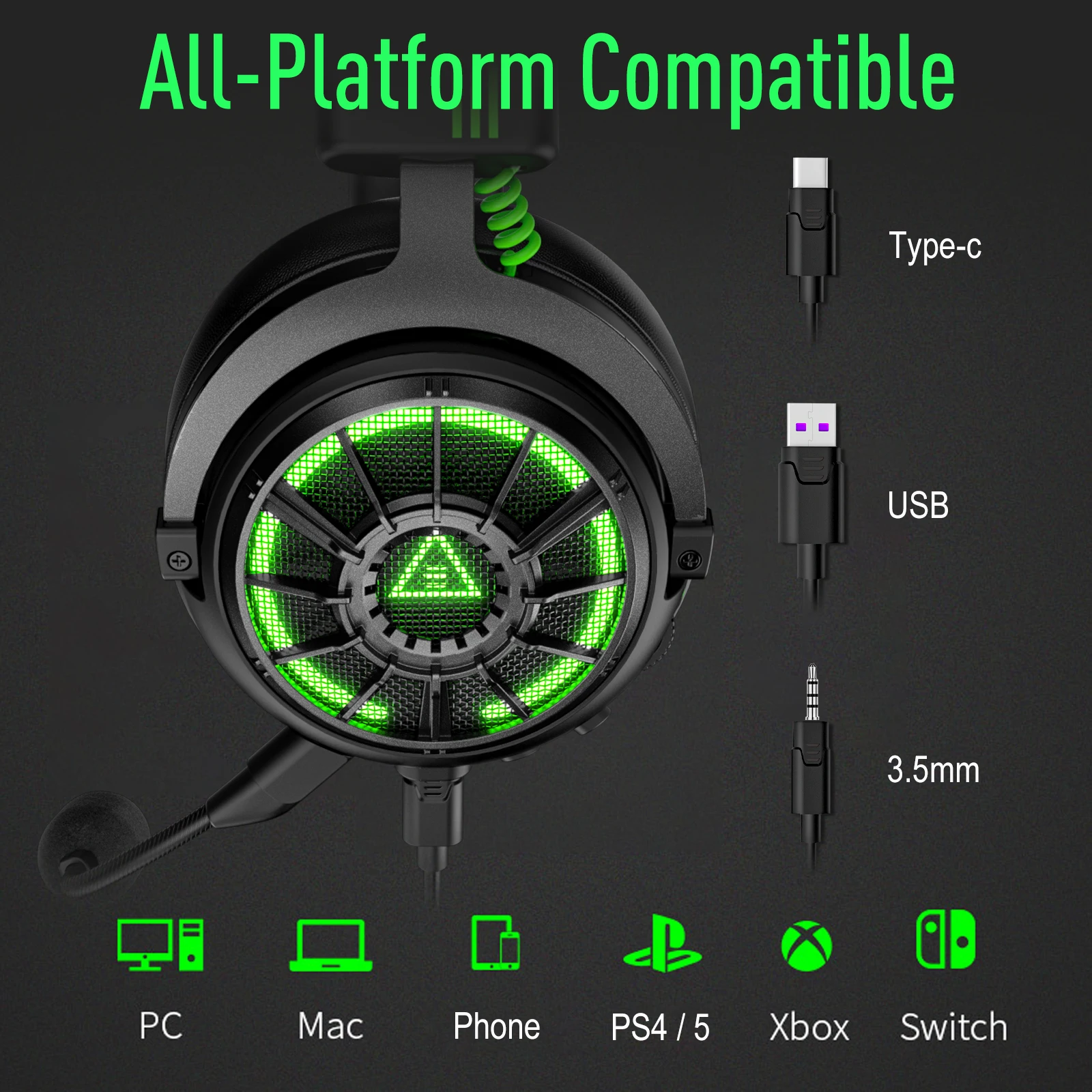 Gaming Headphones for PC/Xbox/PS4 EKSA E5000 Pro Wired Headser Gamer 7.1 Surround Earphones with Mic ENC Call Noise Cancelling