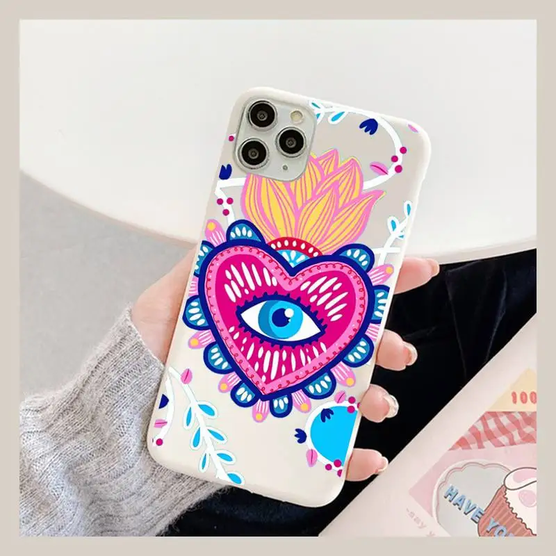 

Turkey Evil Eye Phone Case for iPhone 11 12 13 Mini Pro Xs Max 8 7 6 6S Plus X XR Solid Candy Color Case