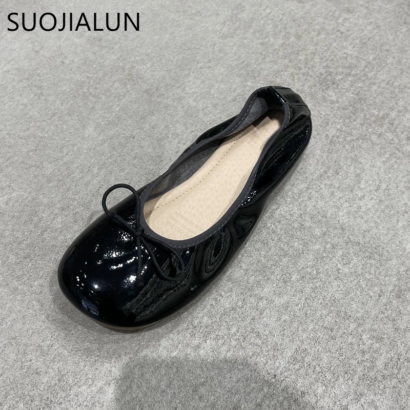SUOJIALUN Autumn Classic Women Ballet Flats Shoes Shallow Slip On Ladies Soft Ballerina Flat Heel Casual Female Work Dress Shoes