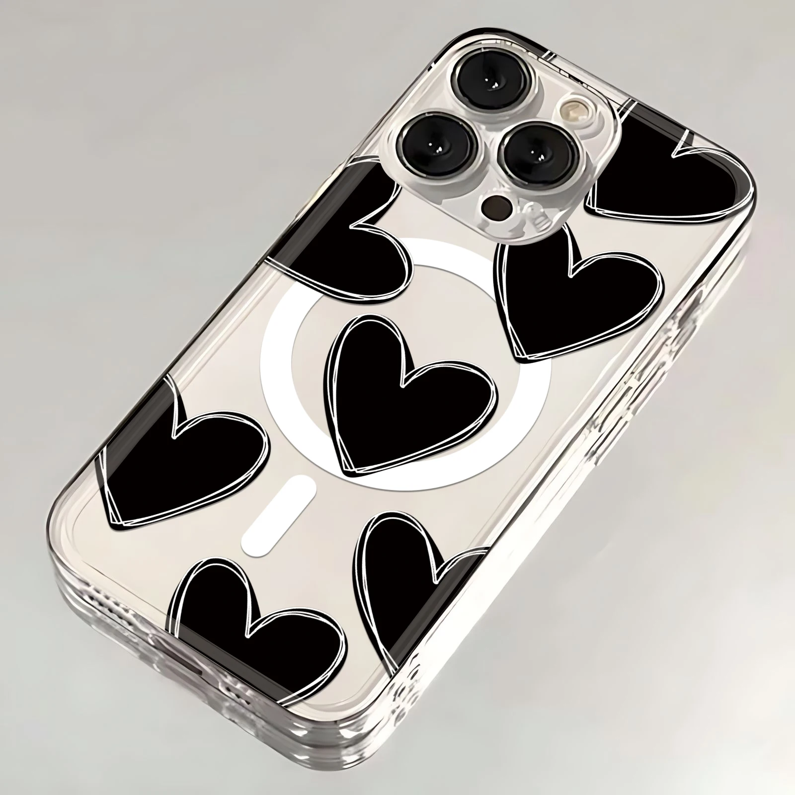 Luxury Love Heart Magsafe Magnetic Phone Case for iPhone 16 15 14 13 12 11 8 7 Plus Pro Max X XR XSMax Soft Clear Tpu Cover