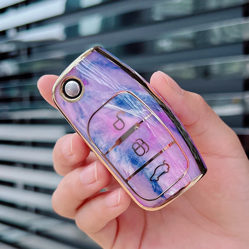 

TPU Jade Pattern Car Key Case Cover Protection For Ford Fiesta Focus 2 Ecosport Kuga Escape Falcon B-Max C-Max Eco Sport Galaxy