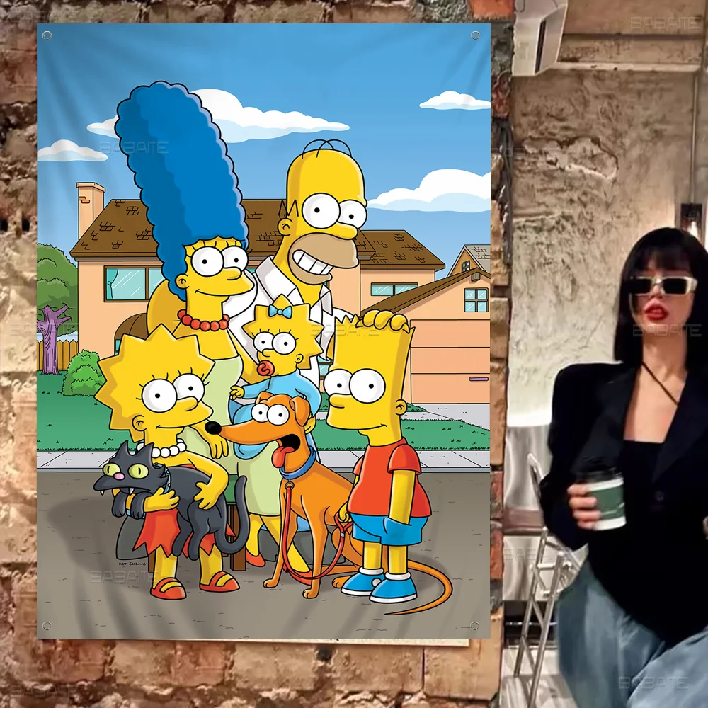 Мультфильм аниме S-Simpsons DIY флаг для семейной группы фото гостиная домашний декор в