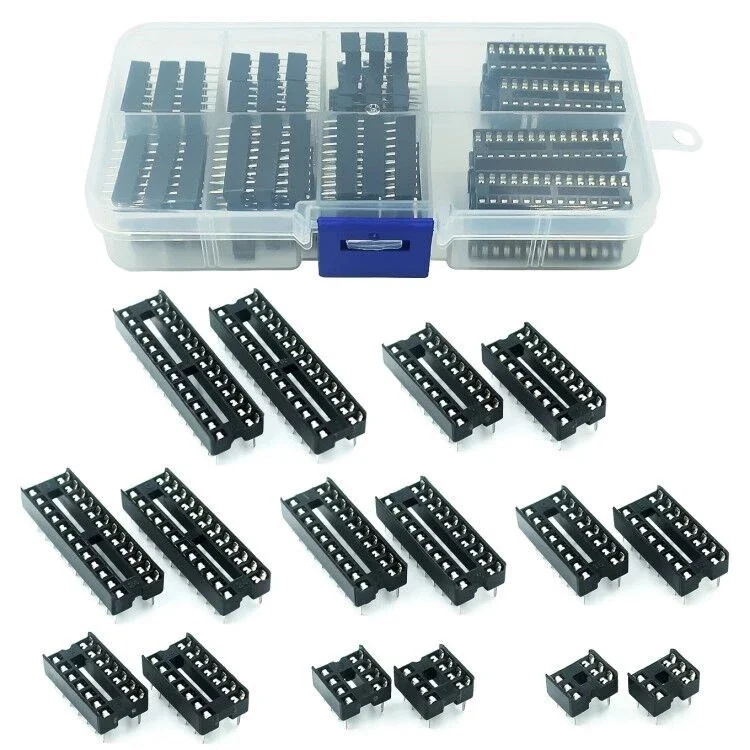 

66PCS/Banyak DIP IC Sockets Adaptor Solder Type Soket Kit 6,8 14,16,18,20,24,28 Pin Baru