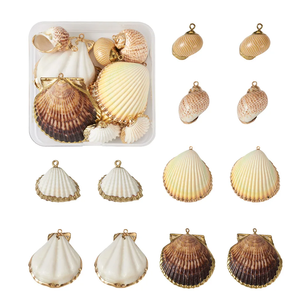 

Kissitty 12Pcs Shell Charms Golden Shell Conch Pendants With Brass Findings for Earrings Necklace Bracelets DIY Handmade Jewelry