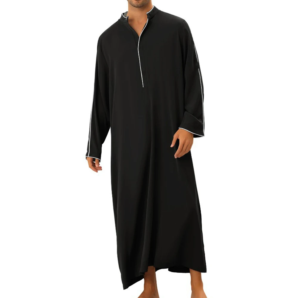 Muslim Middle East Arab Dubai Islamic Traditional National Totem Clothing Men's Loose Long-sleeved Simple Robe