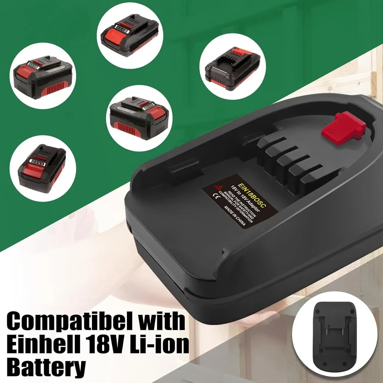 Фото Адаптер для Einhell в для Bosch, преобразователь литий-ионного аккумулятора Einhell 18 В в литиевый аккумулятор Bosch 18 В PBA, электроинструмент, дрель №3