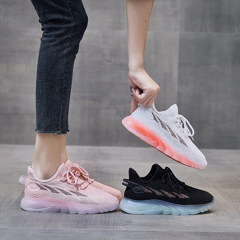 Plush flying woven women's shoes DesignColth Rubber Warm Breathable female Running shoes Lace-up Comfort Leisure Student shoes