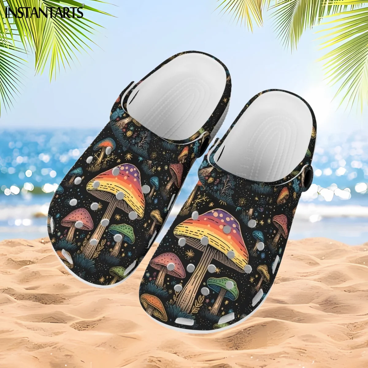

Wild Mushroom Design Wear Resistant EVA Clogs for Womens Mens Summer Breathable Cool Hole Sandals Garden Flats Light Slippers