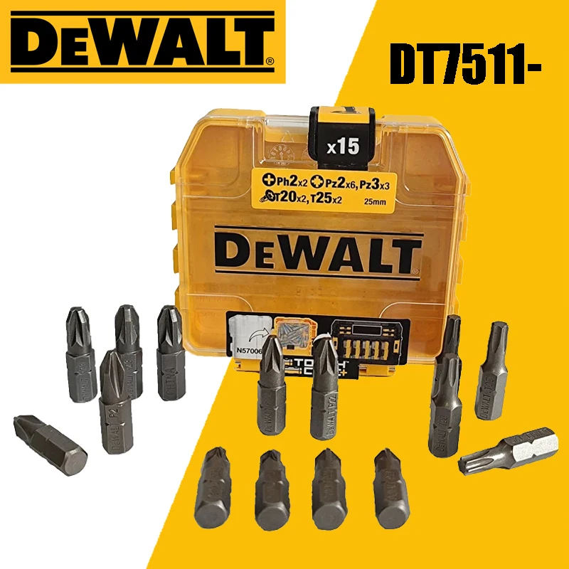 Набор бит для электрической отвертки DEWALT PH2 PZ2 PZ3 T20 T25 25 мм 15 шт.