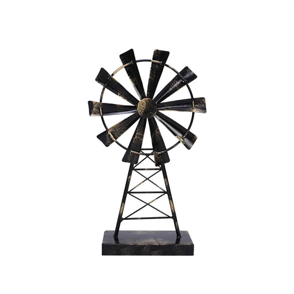 

Table Windmill Farmhouse Decor Retro Rustic Ornament Shelf with Stand