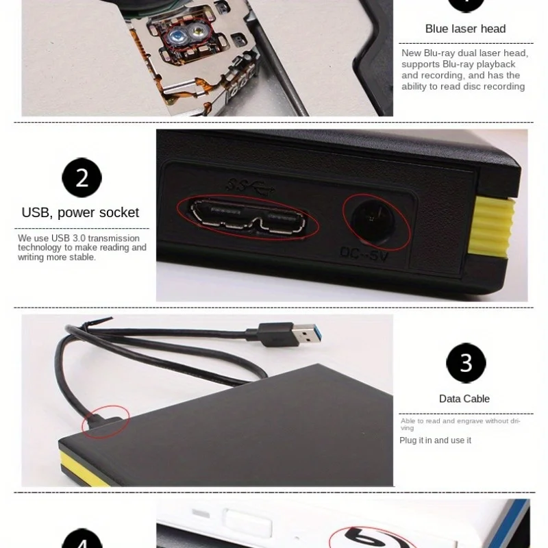 BD-R CD/DVD RW 3D Blu-Ray записывающее устройство Внешний DVD-привод USB 3 0 для ноутбука