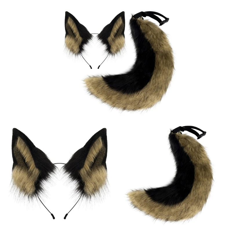 Костюм волка-собаки повязка на голову с ушками животных хвост животного для