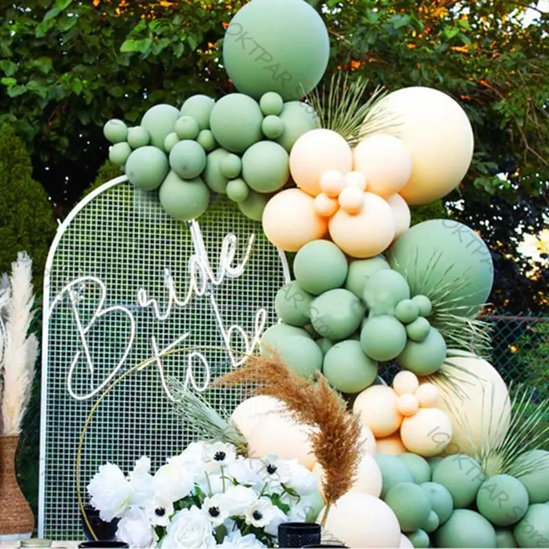 

Green Themed Party Balloons Garland Kit Wedding Birthday Party Decoration Cream Peach Latex Balloon Arch DIY Baby Shower Decor