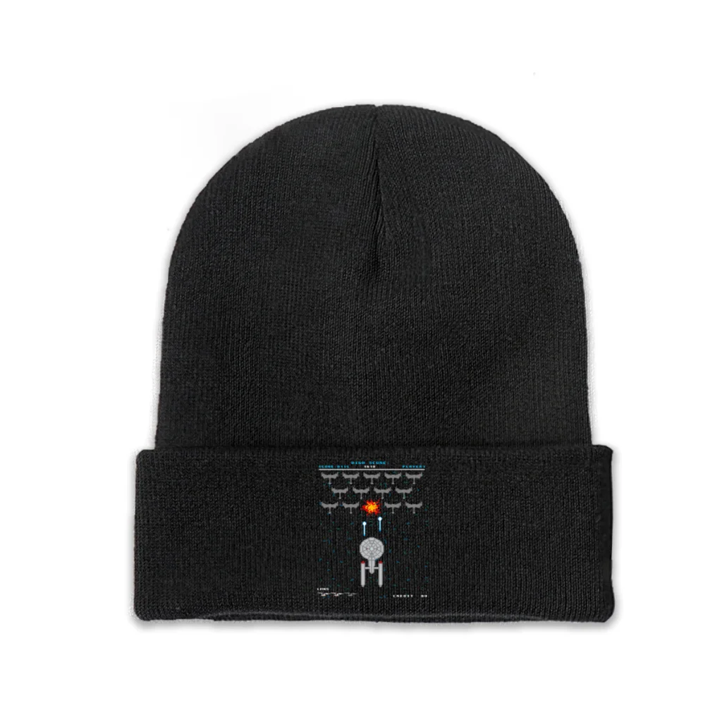 

Star Trek Trekkers TOS Space Film Skullies Beanies Caps Pixel Art Battle Scene Knitted Winter Warm Bonnet Hats Unisex Ski Cap