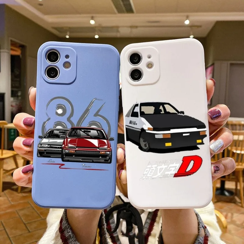 

Чехол для телефона Initial D для IPhone 14 11 12 13 Pro Max X XR XSMax 6 6S 7 8 Plus SE 2022, Мягкий Квадратный цветной чехол для телефона