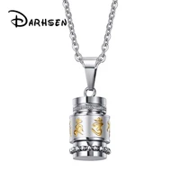 darhsen fashion jewelry metal stainless steel chain bottle men statement necklaces rotatable pendants silver color