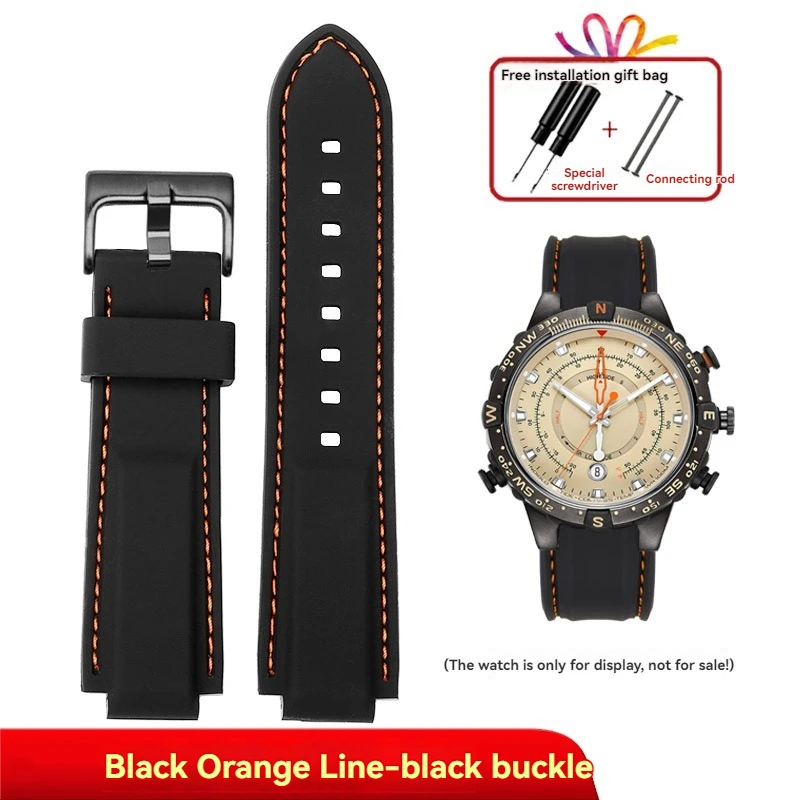 Фото Мужской Timex E-tide Compass T2N720 T2N721 TW2T76300 водонепроницаемый мягкий силиконовый резиновый ремешок для часов с инструментами, винтовые штифты №5