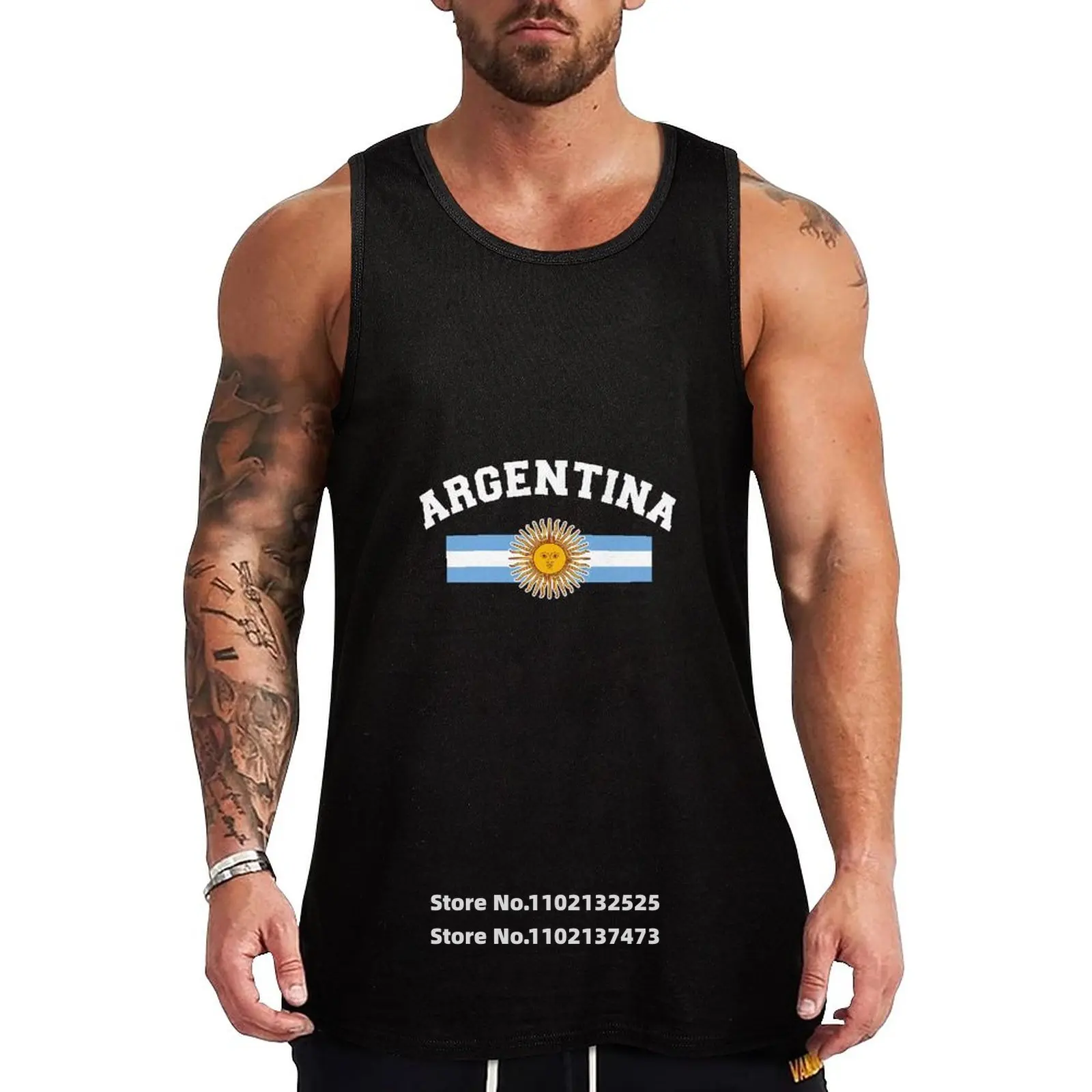 

Men Argentina Flag Tank Top Cotton Sports Sleeveless T Shirt Fashion Oversized Streetwear Crewneck Vest