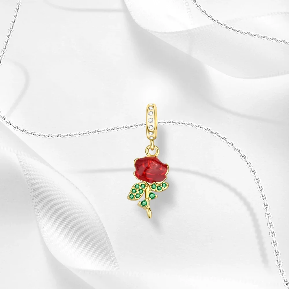 Осенний браслет из стерлингового серебра 925 пробы лотос роза кленовый лист или