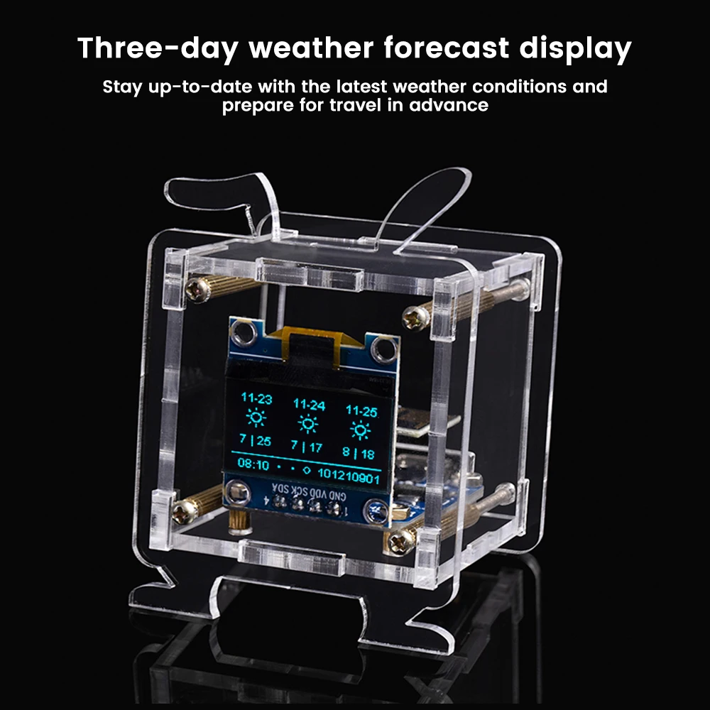 

ESP8266 Mini Electronic Clock DIY Kit 0.96-inch OLED Display Supports 2.4G Wifi Networking Fun DIY Welding Parts with Shell