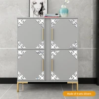 4 pieces acrylic diy mirror sticker furniture wardrobe cabinet wall decor hollow sticker home design art home decor accessories