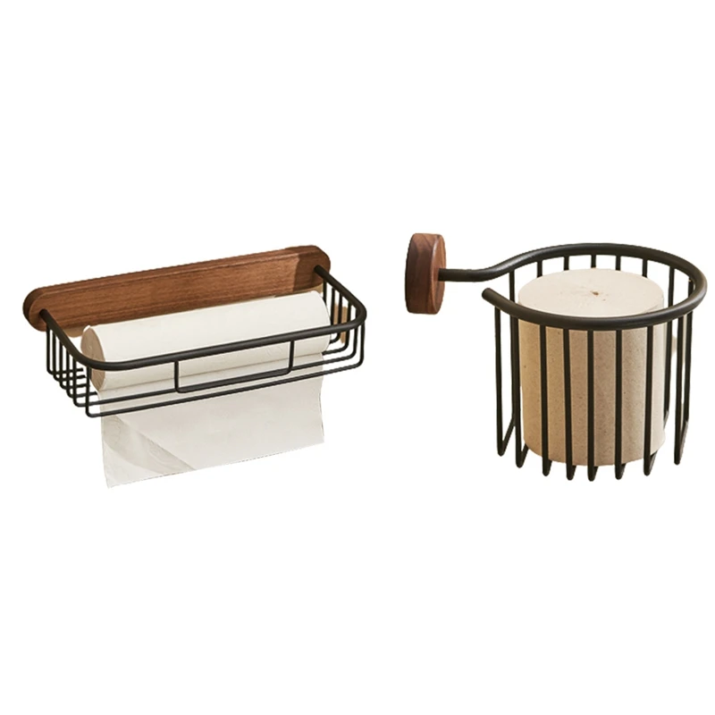

New-Walnut Toilet Tissue Box Roll Paper Holder Toilet Paper Holder Roll Paper Holder Toilet Paper Rack Free Punch
