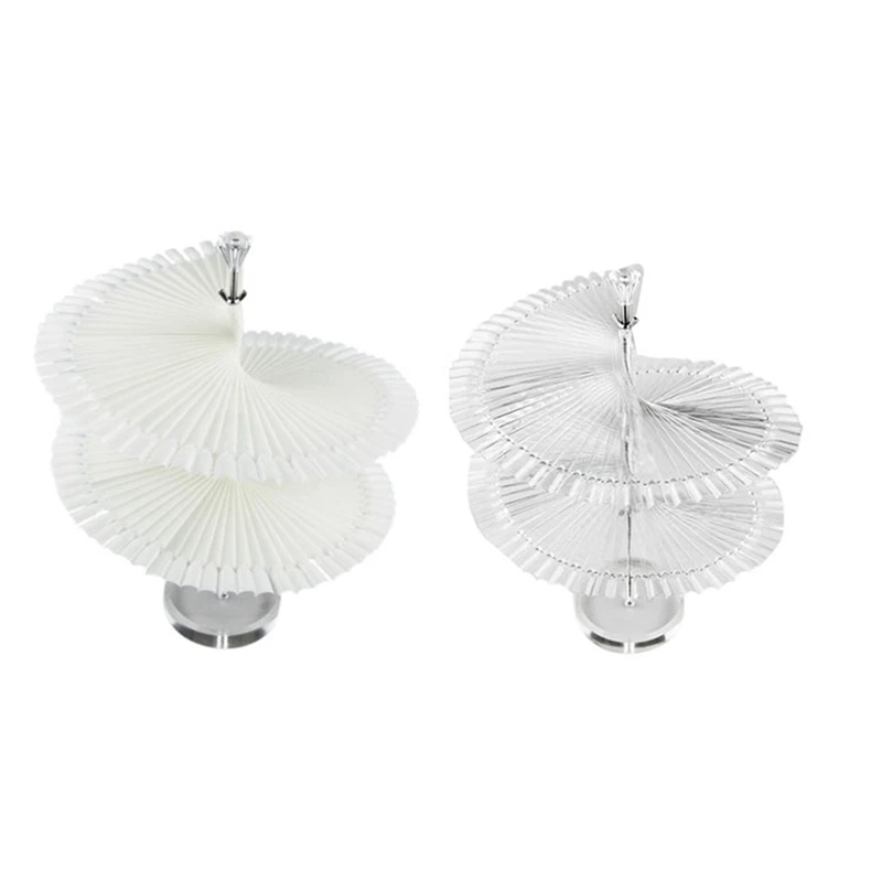 

2 Set False Nail Practic Tips Sticks Display Stand Spiral Display Shelf For Uv Gel Nail Polish-White & Transparent