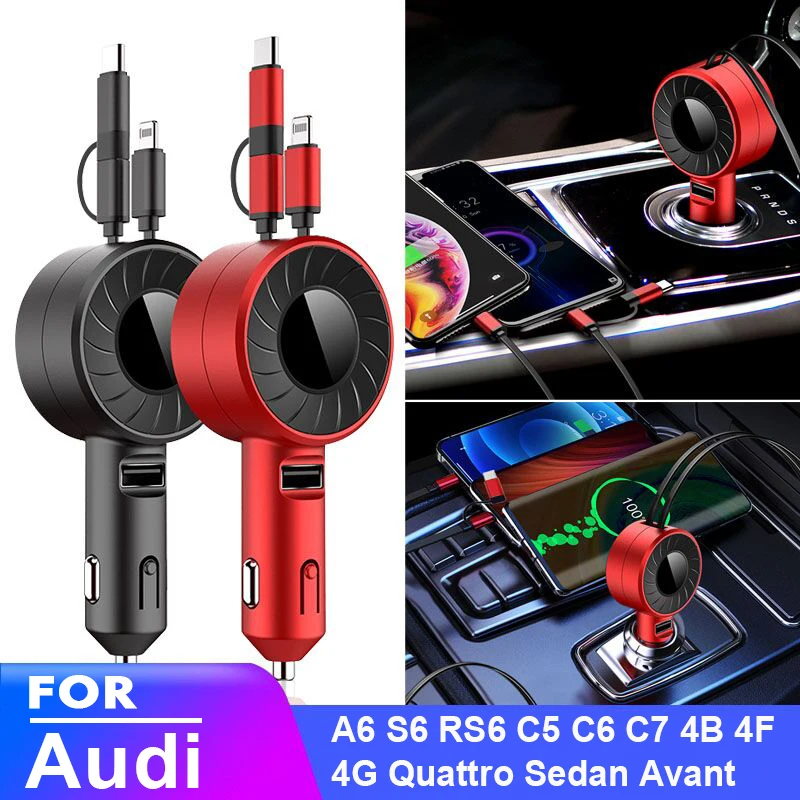 

USB Type C Car Charger for iPhone Android HUAWEI Xiaomi POCO Samsung for Audi A6 S6 RS6 C5 C6 C7 4B 4F 4G Quattro Sedan Avant
