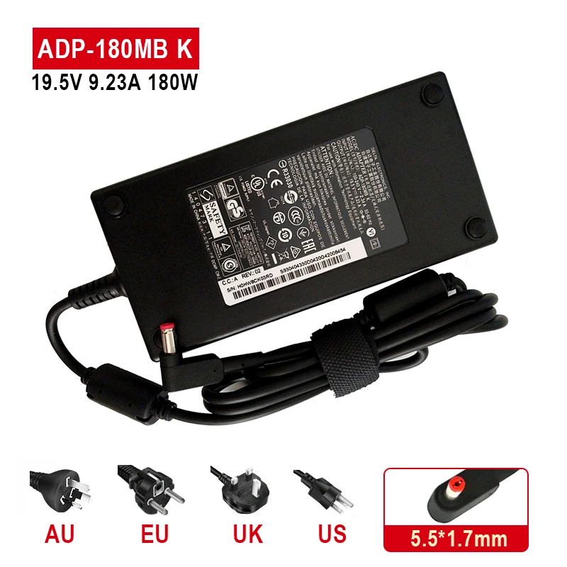 

19.5V 9.23A 180W AC Power Adapter Charger For Acer Predator Helios 300 G3-571-73H3 G3-572-763V Gaming Laptop PC ADP-180MB K