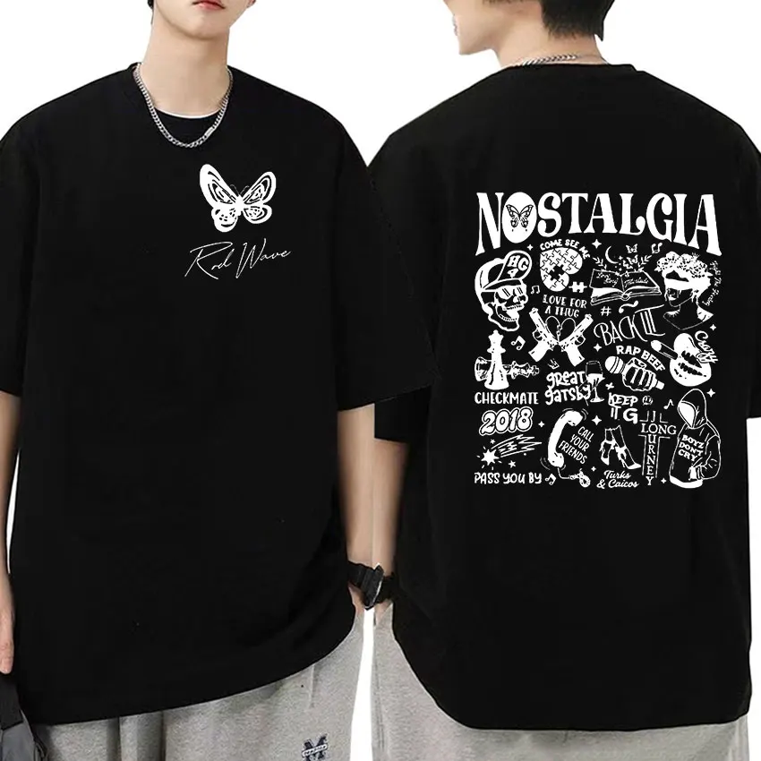 Rapper Rod Wave Nostalgia Album Print T Shirt Men Women Hip Hop O-Neck Fashion T-shirts 100% Cotton Oversized T-shirt Streetwear