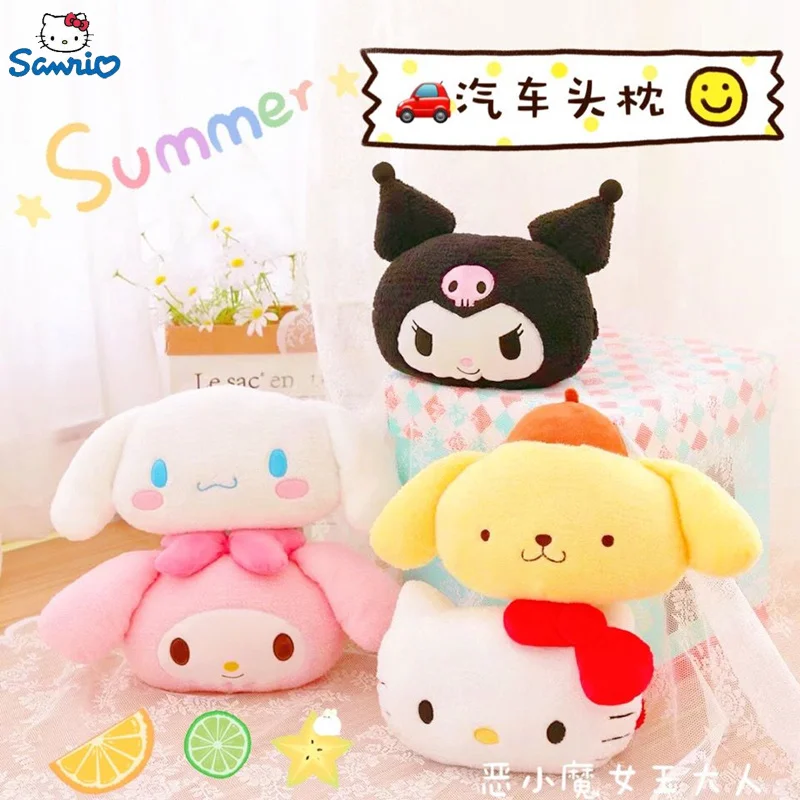

Sanrio Cinnamoroll Plush Car Seat Pillows Kawaii Cartoon My Melody Plushie Hello Kitty Kuromi Car Accessories Seat Headrest Nec