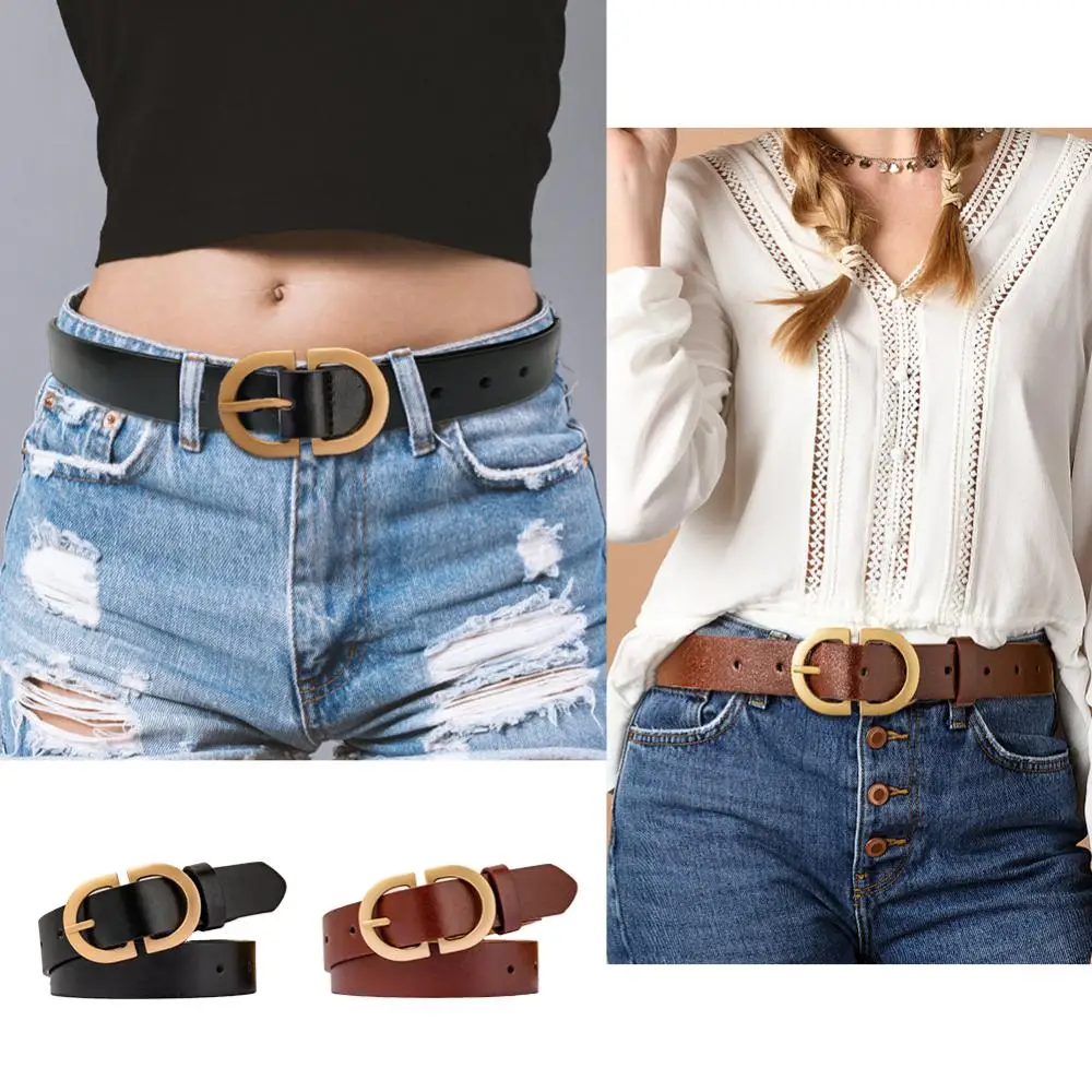 

High Quality Leather Belts For Women Classic Retro Simple Round Buckle Female Pin Waistband Fashion Jeans Dress Lady Girdle