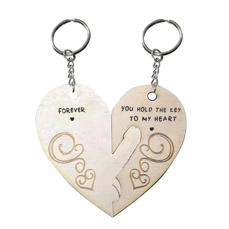 

Key Holder Keychain Set Engraved Wooden Keyring Keychains Key Rings for Girlfriend Boyfriend Gift Giving
