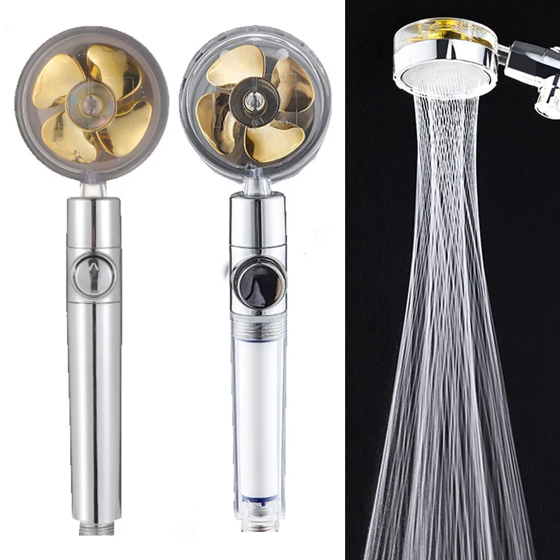 

2021 Shower Head Water Saving Flow 360 Degrees Rotating With Small Fan ABS Rain High Pressure spray Nozzle Bathroom Accessories