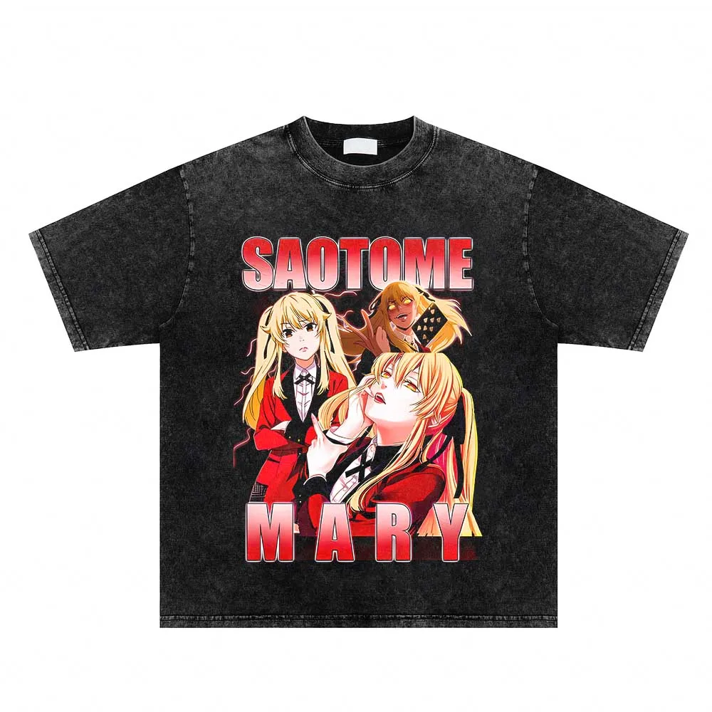 

Хлопковые топы Yk2 большого размера в японском стиле, Винтажная футболка в стиле хип-хоп, Мужская футболка с принтом аниме для девушек, модная уличная одежда с потертым коротким рукавом