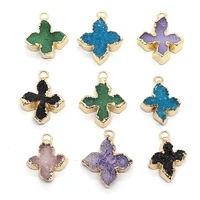 crystal charms natural stone necklace pendants for jewelry making diy bracelet earring charms cross leaf shape crystal accessory