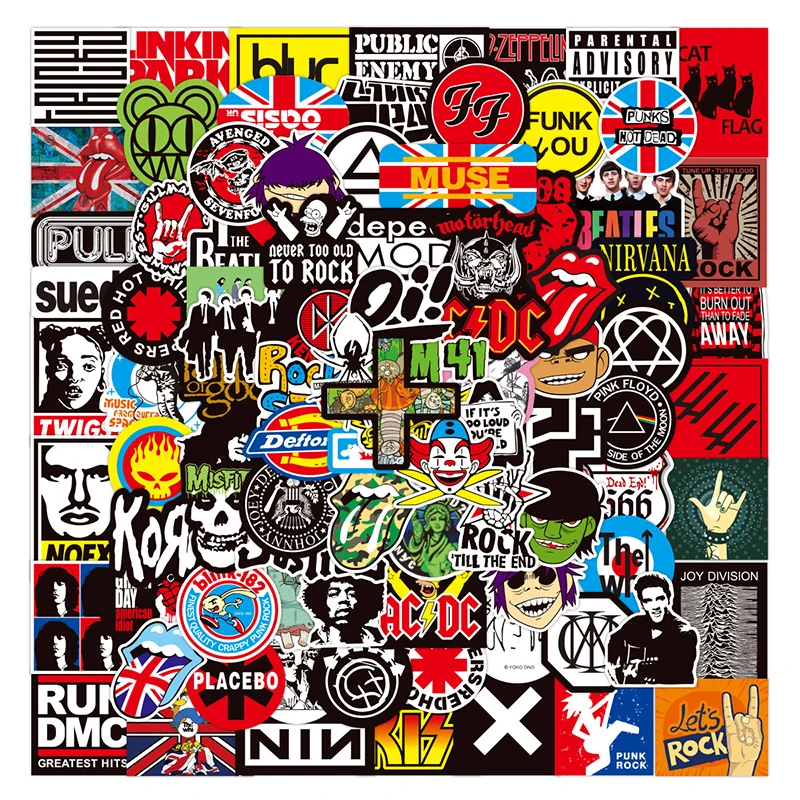 

Rock Band Stickers 10/30/50/100Pcs Cartoon Graffiti Stickers Pvc Waterproof Backpack Notebook Decals Children Toy Birthday Gifts
