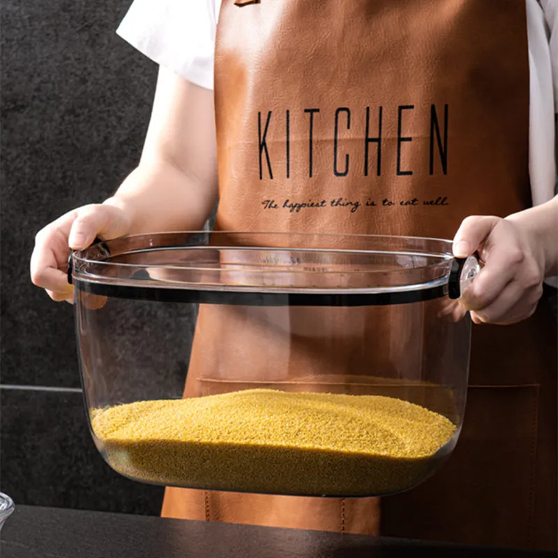 Женский контейнер для хранения риса кухонный прозрачный с мерной чашкой 20 фунтов