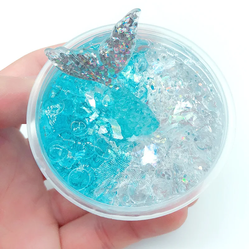 2022 60ml Mermaid Slime Color Mud With Fish Tail Crystal Jelly Fluffy Slime Cloud Mud Polymer Clay Plasticine For Kids Toys
