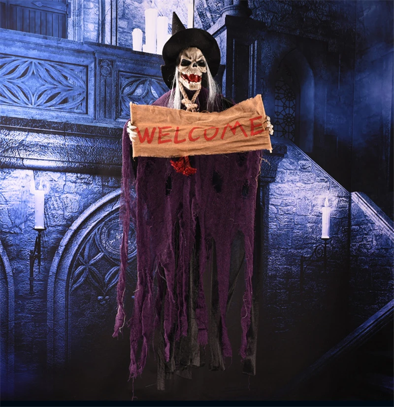 

Party Trick Props Halloween Hanging Room Decoration Teenager Aesthetic Electric Voice Control Toy Demon Skull Home Decor 2022
