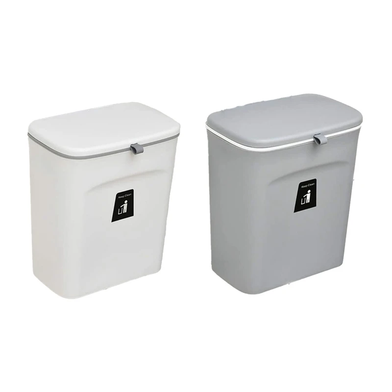 

9L Trash Bin Hanging Small Trash Cans Countertop Or Under Sink, Hanging Small Trash Bin With Lid For Bathroom/Bedroom